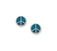 Boucles d'oreilles à tige en argent sterling 925 oxydé avec motif signe de paix en turquoise oxydée avec incrustation en acier inoxydable de 6,5 mm pour femme