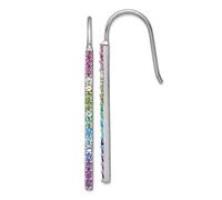 Boucles d'oreilles à tige en argent sterling 925 plaqué rhodium avec nano-cristaux multicolores 37,8 x 1,75 mm de large pour femme