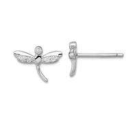 Boucles d'oreilles à tige en argent sterling 925 plaqué rhodium avec zircone cubique synthétique imitation libellule 8,2 x 11,3 mm de large pour femme