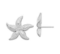 Boucles d'oreilles à tige en argent sterling 925 plaqué rhodium poli, coquillage nautique, étoile de mer, 21 x 24 mm de large, pour femme