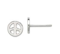 Boucles d'oreilles à tige en argent sterling 925 poli avec signe de paix 7 mm de large pour femme