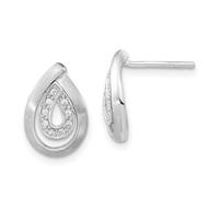 Boucles d'oreilles à tige en argent sterling 925 poli avec zircone cubique synthétique 15 x 10 mm de large pour femme
