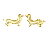 Boucles d'oreilles à tige en argent sterling, adorables chiots teckels pour femmes