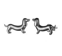 Boucles d'oreilles à tige en argent sterling, adorables chiots teckels pour femmes