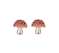 Boucles d'oreilles à tige en argent sterling avec oxyde de zirconium et grenat en forme de petit champignon pour femmes et filles mini piercing mignon et délicat bijoux tendance cadeaux d'anniversaire