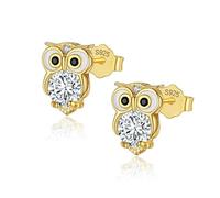 Boucles D'Oreilles À Tige En Argent Sterling Pour Femmes, Boucles D'Oreilles En Forme De Chouette Dorées 925, Clous D'Oreilles En Zircone Cubique Brillante, Bijoux À La Mode, Cadeau De Noël Pour
