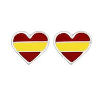 Boucles d'oreilles à tige en argent sterling Zenvie, motif drapeau espagnol, 9 mm x 8 mm, coffret cadeau inclus.