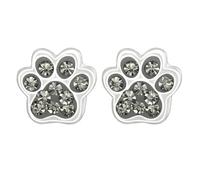 Boucles d'oreilles à tige en argent sterling Zenvie, motif empreinte de patte et cristal, 7 mm x 6 mm, coffret cadeau