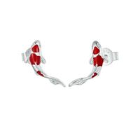 Boucles D'oreilles À Tige En Émail Rouge Pour Femme, En Argent Sterling 925, Motif Poisson Koï Printanier, Bijoux Fantaisie