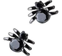 Boucles d'oreilles à tige en forme d'araignée en argent sterling et oxyde de zirconium noir pour femme et fille - Style punk - Unisexe - Tendance - Tendance - Bijou animal mignon