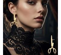 Boucles d'oreilles à tige en forme de ciseaux en argent pour femme Doré