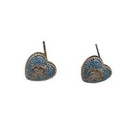 Boucles d'oreilles à tige en forme de croix avec zircons cubiques éblouissants imitation turquoise bleue Accessoire pour un usage quotidien Boucles d'oreilles vintage tendance, One Size, Comme décrit