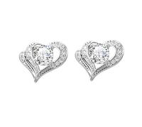Boucles d'oreilles à tige en forme de cœur pour femme en argent sterling 925 plaqué or et oxyde de zirconium, Zinc, Zircone cubique