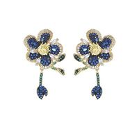 Boucles d'oreilles à tige en forme de feuille de zircon coloré micro-incrusté Boucles d'oreilles en forme de fleur en argent S925