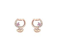 Boucles d'oreilles à tige en forme de fleur creuse CZ pour femmes et filles en argent sterling S925 hypoallergénique cristal rose mignon petit lien floral déclaration cartilage tragus broche tendance