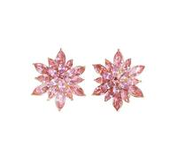 Boucles d'oreilles à tige en forme de fleur en cristal pour femme - Boucles d'oreilles en strass bleu clair, rose, noir, blanc avec tiges en argent 925, pierres précieuses multicolores, cadeau pour