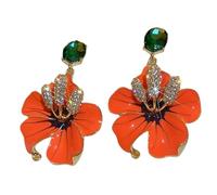 Boucles d'oreilles à tige en forme de fleur - Texture cuivre - Convient pour diverses occasions - Clous floraux avec strass, taille unique, Comme décrit, Voir les images ou les descriptions du produit