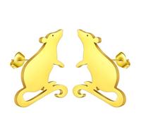 Boucles d'oreilles à tige en forme de rat en acier inoxydable pour femme et homme