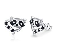 Boucles d'oreilles à tige en forme de raton laveur en argent sterling 925 hypoallergénique - Cadeau d'anniversaire pour les amateurs de raton laveur, Argent sterling