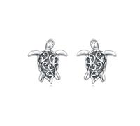 Boucles d'oreilles à tige en forme de tortue plaqué argent pour femme