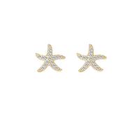 Boucles d'oreilles à tige en forme d'étoile de mer pour femme - Boucles d'oreilles à tige en forme d'étoile de mer serties de zircones cubiques - Boucles d'oreilles en forme d'étoile de mer plaquées