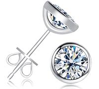Boucles d'oreilles à tige en moissanite, 0,6 ct à 2 carats, couleur D, diamant rond brillant cultivé en laboratoire, plaqué or blanc 18 carats, argent sterling 925, boucles d'oreilles pour femmes et