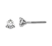 Boucles d'oreilles à tige en or blanc 14 carats - Poids total 1/2 carat - Certifié SI1 SI2 G H I - Diamant cultivé en laboratoire - 3 griffes - 4,8 x 4,65 mm de large - Pour femme