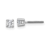 Boucles d'oreilles à tige en or blanc 14 carats - Poids total 1/3 carat - Certifié VS SI D E F - Diamant cultivé en laboratoire - 4 griffes - 3,65 x 3,65 mm de large - Pour femme