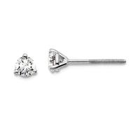 Boucles d'oreilles à tige en or blanc 14 carats - Poids total 1/4 carat - Certifié VS SI D E F - Diamant cultivé en laboratoire - 3 griffes - 3,8 x 3,6 mm de large - Pour femme