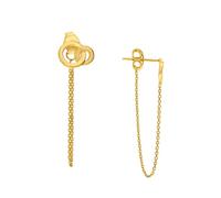Boucles d'oreilles à tige en or jaune 14 carats avec cercles entrelacés de l'avant vers l'arrière pour femme
