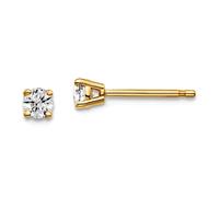 Boucles d'oreilles à tige en or jaune 14 carats - Poids total 1/10 carat - Diamants ronds - 2,75 x 2,75 mm - Pour femme
