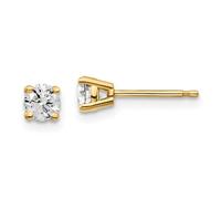 Boucles d'oreilles à tige en or jaune 14 carats - Poids total 1/2 carat - Diamants ronds - 4,5 x 4,5 mm - Pour femme