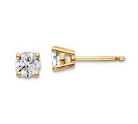 Boucles d'oreilles à tige en or jaune 14 carats - Poids total 3/4 carats - Diamants cultivés en laboratoire - 5 x 5 mm de large - Pour femme