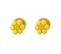 Boucles d'oreilles à tige en or jaune véritable 18 carats avec motif floral