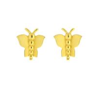Boucles d'oreilles à tige en or jaune véritable 18 carats en forme de papillon
