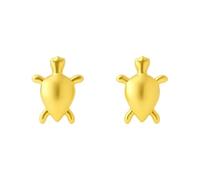 Boucles d'oreilles à tige en or jaune véritable 18 carats en forme de tortue