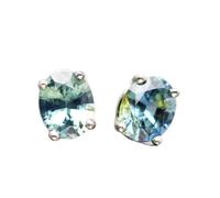 Boucles d'oreilles à tige en saphir naturel en argent sterling 925 plaqué argent | Boucles d'oreilles ovales, style minimaliste pour femme | LKSTD_0519