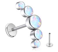 Boucles d'oreilles à tige en titane opale de 16 g à dos plat, pierre précieuse G23, filetage interne, piercing hélix, lobe d'oreille, cartilage d'oreille pour femme
