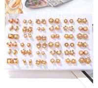 Boucles d'oreilles à tige faites à la main en alliage d'or comprenant ours, étoile, pour dauphin et cœur, légères et avec tiges d'oreille en acier pour femme (doré)