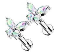 Boucles d'oreilles à tige - Filetage structurel fileté interne, tige de cartilage papillon en de titane, labret titane G23 solide | Accessoire délicat pour le corps femmes et p,