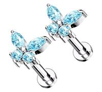Boucles d'oreilles à tige - Fixation structurelle affleurante à filetage interne, tige papillon en de titane, tige de labret en titane massif G23 | Accessoire de corps délicat pour femme