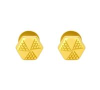 Boucles d'oreilles à tige hexagonales en or jaune véritable certifié 18 carats
