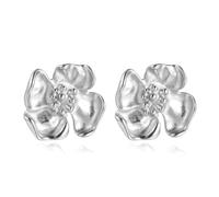 Boucles d'oreilles à tige imperméables en forme de fleur dorée pour femme, Acier inoxydable, Pas de gemme