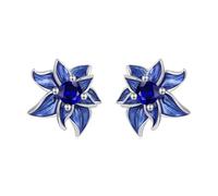 Boucles d'oreilles à tige Lotus bleu en argent sterling 925, élégance intemporelle pour un style sophistiqué