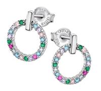 Boucles Doreilles À Tige Lotus En Argent 925 Et Zircone, Cercle, Pure Essential Jlp3100-4-2