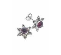 Boucles d'oreilles à tige Mantraroma en argent 925 avec pierre précieuse rouge grenat, boucles d'oreilles en argent véritable pour femmes, cadeau à tige en argent sterling (MOS-104-02)