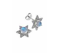Boucles d'oreilles à tige Mantraroma en argent 925, pierre de lune blanche, boucles d'oreilles en argent véritable pour femmes, cadeau à tige en argent sterling (MOS-104-04)