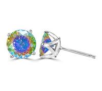 Boucles d'oreilles à tige Moissanite 2ct coupe ronde couleur D VVS1 clarté boucles d'oreilles en argent sterling 925 diamant for femmes boucles d'oreilles Moissanite for femmes avec certificat(Seven C