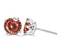 Boucles d'oreilles à tige Moissanite 2ct coupe ronde couleur D VVS1 clarté boucles d'oreilles en argent sterling 925 diamant for femmes boucles d'oreilles Moissanite for femmes avec certificat(Red Ora