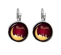 Boucles d'oreilles à tige musulmanes pour femmes et filles Allah islam, cabochon en verre arabe pour femme
